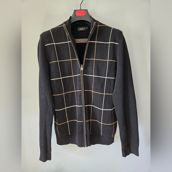 MEXX Black and Brown Grid Pattern Cotton Sweater. Mens L - Picture 3 of 7